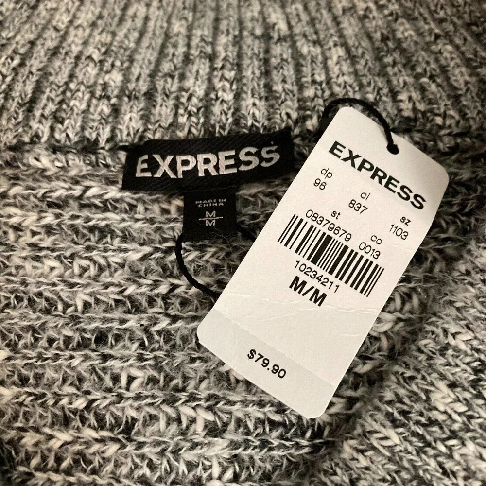 Express Sweater Womens Sz M Gray Wool Mohair‎ Knit Boat Neck Pullover NWT